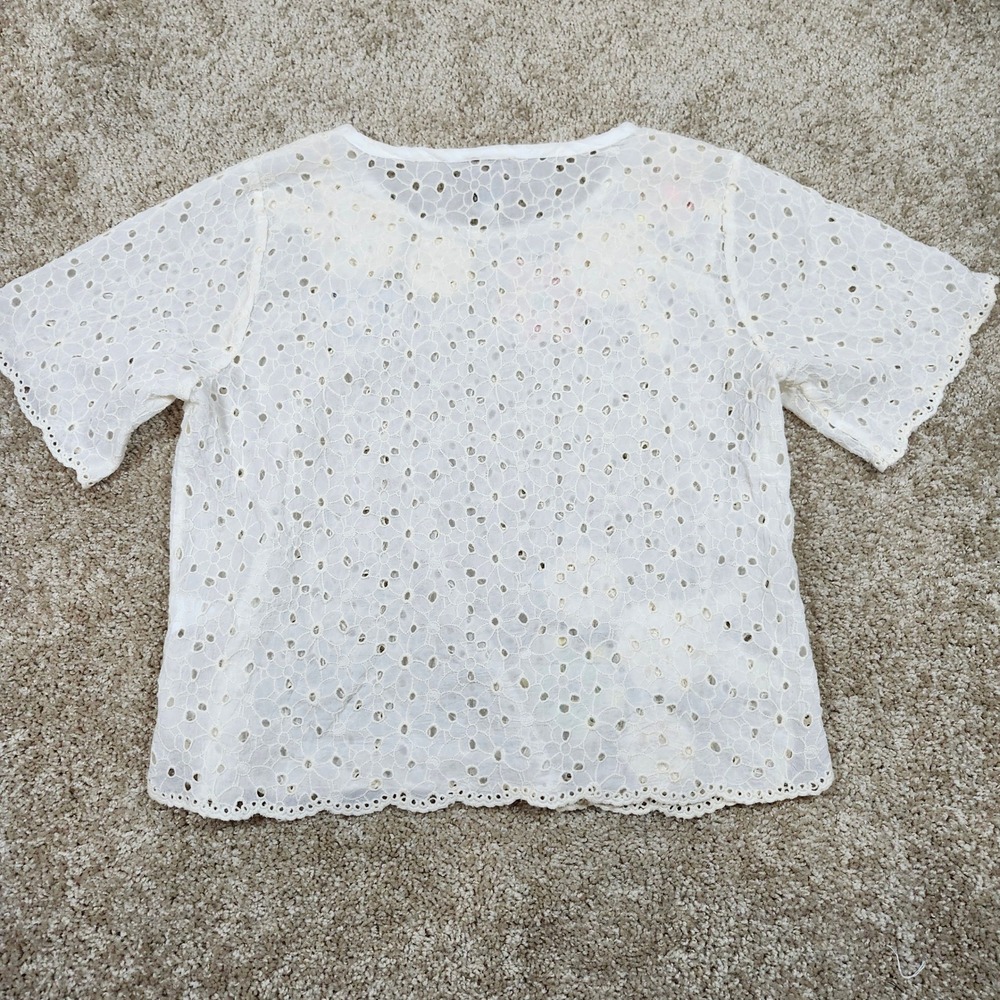 Johnny Was Nydia Applique Eyelet Top Floral Crochet Boho White S - Picture 6 of 10